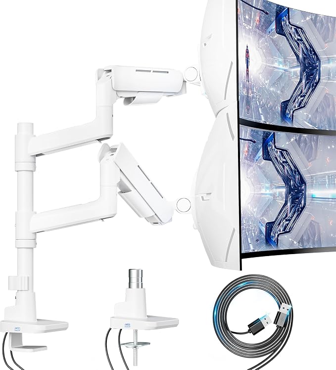 Vertical Dual Monitor Mount for 17-49 Inch Ultrawide Heavy Duty Curved Screen by ARESWING