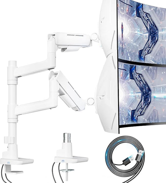 Vertical Dual Monitor Mount for 17-49 Inch Ultrawide Heavy Duty Curved Screen by ARESWING