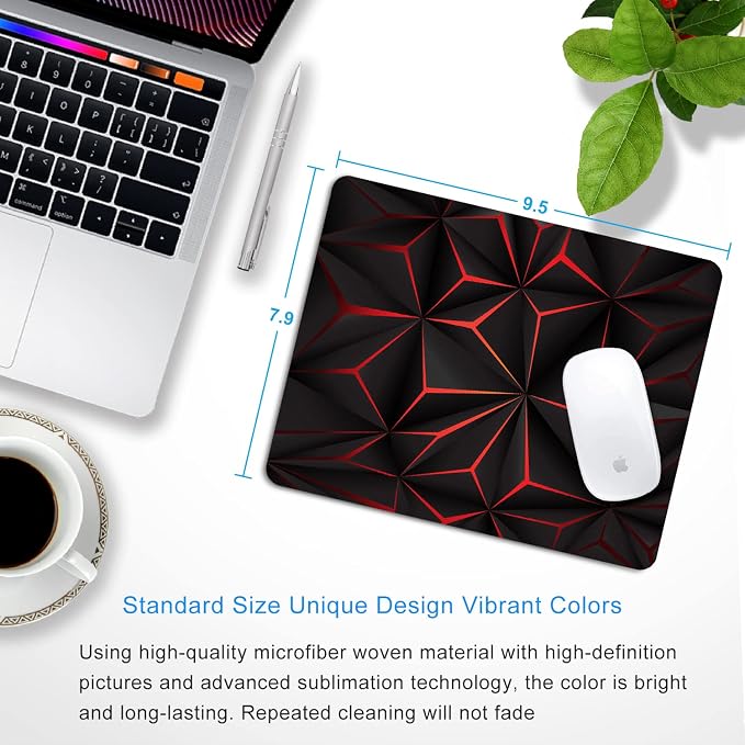 Abstract Art Mouse Pad with Personalized Red Design Computer Laptop Non-Slip - Image 2
