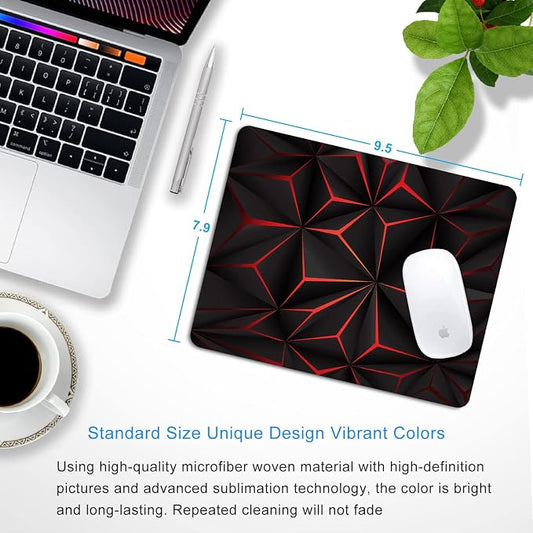 Abstract Art Mouse Pad with Personalized Red Design Computer Laptop Non-Slip - Image 2