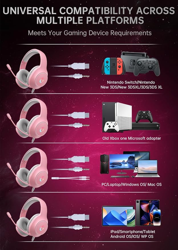 CM7002 Gaming Headset for PS5, Xbox Series, Surround Sound RGB Gaming Headphones - Image 7