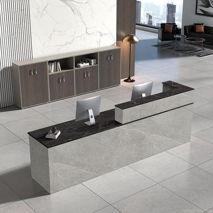 Reception Desk with Counter, Modern Front Desk Reception Counter with Keyboard by NUIPESN