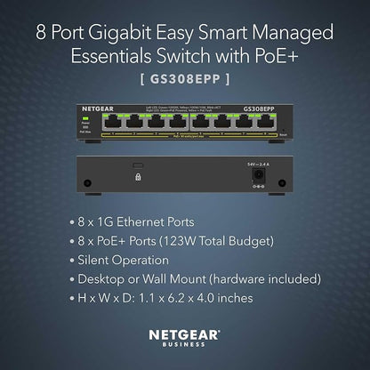 NETGEAR 8 Port PoE Gigabit Ethernet Easy Smart Managed Essentials Switch - - Image 2