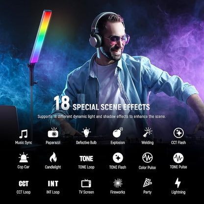 NEEWER RGB Light Wand with 2.4G/APP Control, Upgraded 360° Touchable RGBWW Hue - Image 5
