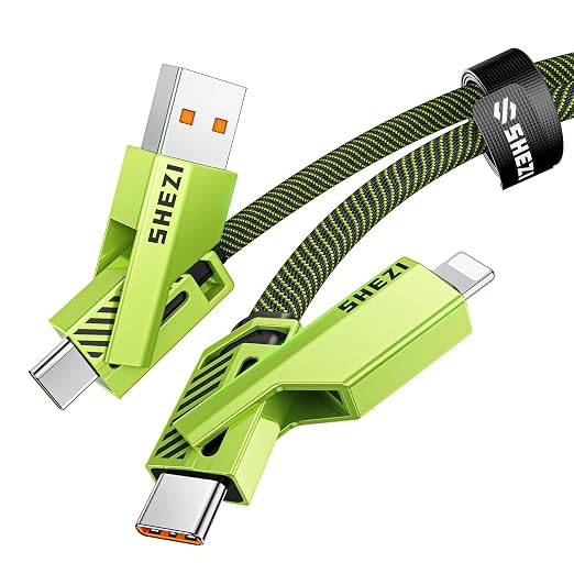 SHEZI Flat Nylon Braided Charger Cord Combo, USB A/C to C/L Multi Charge Cable by SHEZI