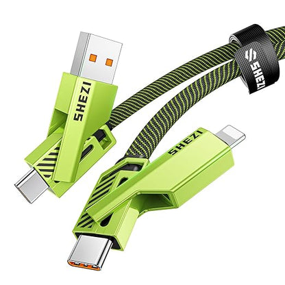 SHEZI 4-in-1 USB C Cable 60W 10FT Fast Charging Flat Nylon Braided Charger Cord - Image 8