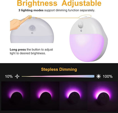 YUNLEX 2 Pack Purple Battery Night Light, Motion Activated Night Light - Image 5