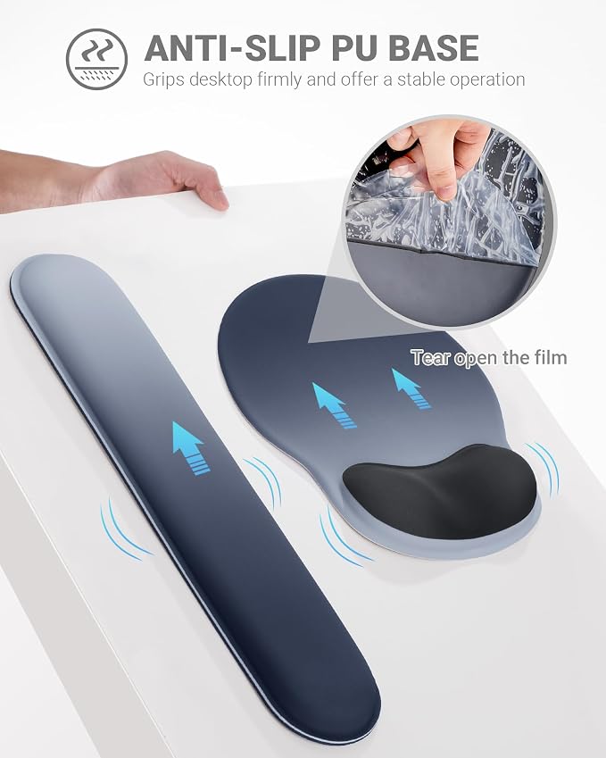 Ergonomic Mouse Pad Wrist Support Set, Memory Foam Keyboard Wrist Rest Set - Image 4