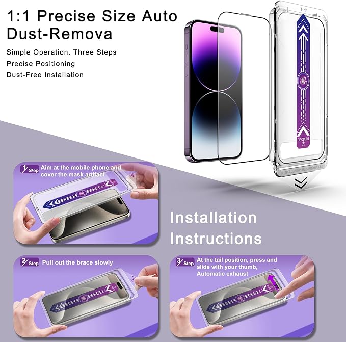 2 Pack Screen Protector for iPhone 14 Pro Max/iPhone 15 Plus/iPhone 16 Plus - Image 3