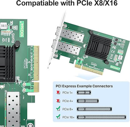 10Gtek 10Gb PCI-E NIC Network Card, Dual SFP+ Port, - Image 3