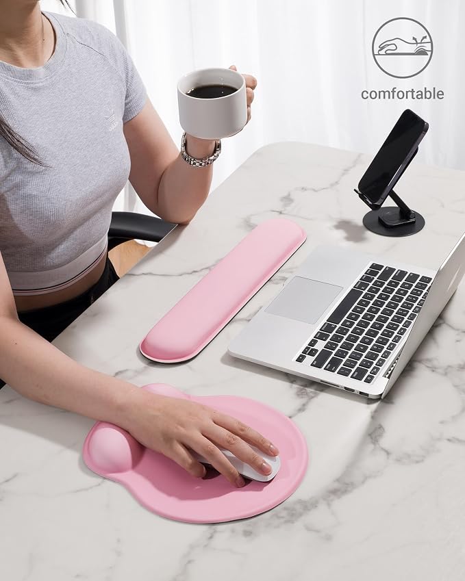 Ergonomic Mouse Pad Wrist Support Set, Memory Foam Keyboard Wrist Rest Set - Image 7