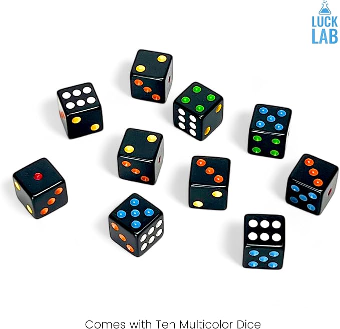 Luck Lab 10 Piece D6 Multicolor Pip Dice Pack - Image 2
