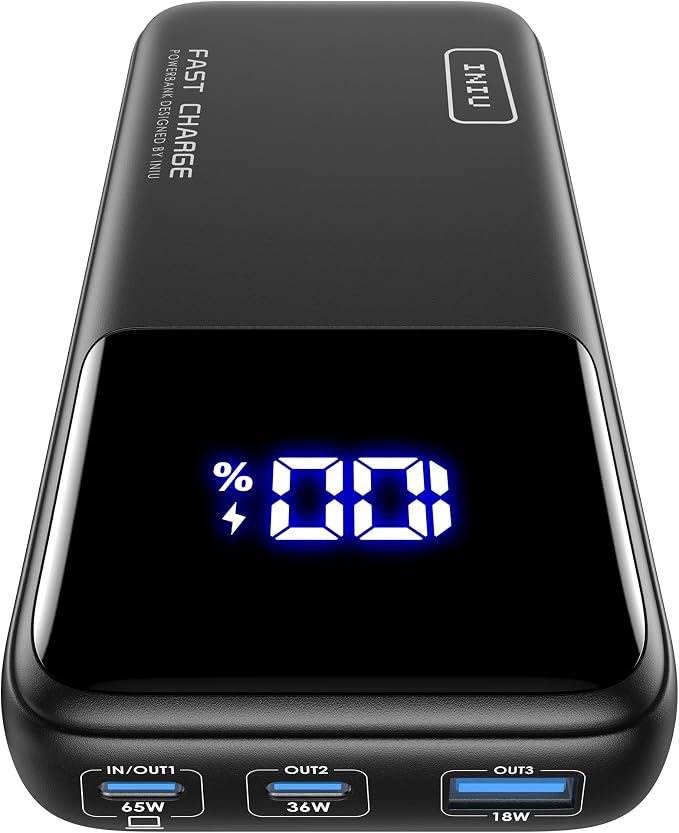 INIU Power Bank, 20000mAh 65W Compact USB C Laptop Portable Charger, PD QC Fast by INIU