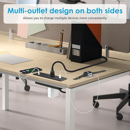 HHSOET 8 Outlet Recessed Power Strip, 30W Fast Charging Furniture Power Outlet - Image 2