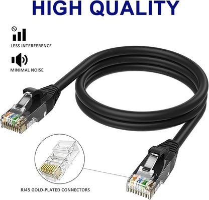 Adoreen Cat 6 Ethernet Cable 35 Ft-Black, Outdoor & Indoor Snagless Long Round - Image 3