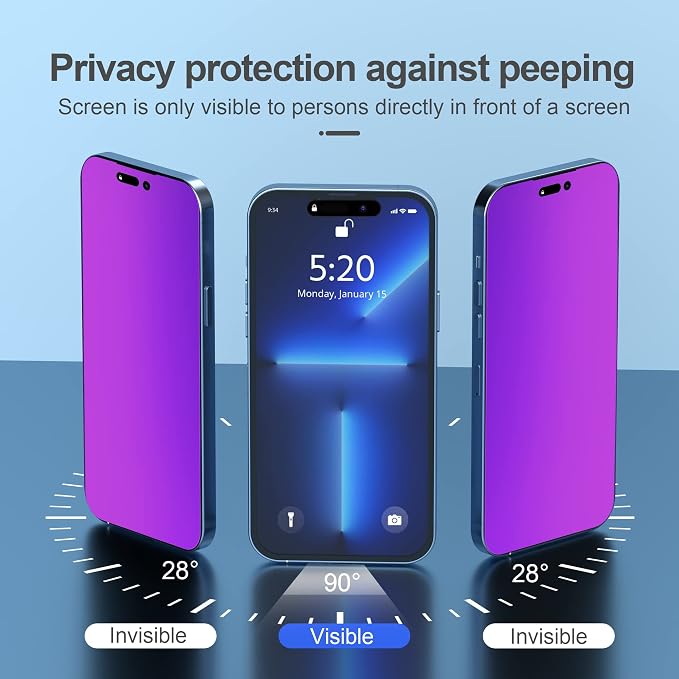 Compatible for iPhone 14 Pro Max Privacy Screen Protector Tempered Glass 6.7 - Image 4