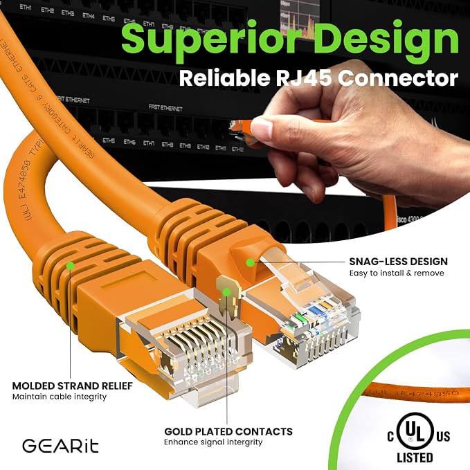 GearIT Cat 6 Ethernet Cable Cat6 Network Patch, Snagless Cord, Internet - Image 4
