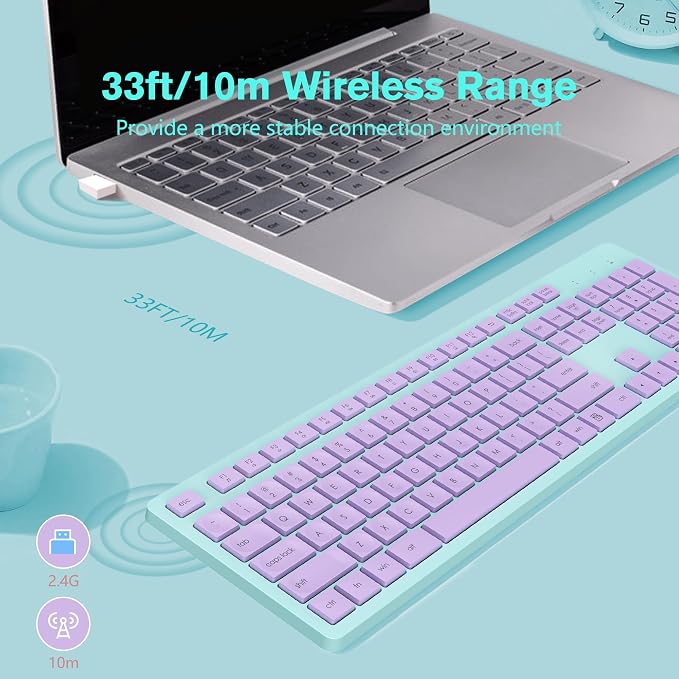 LeadsaiL Wireless Keyboard, 2.4GHz Full-Sized Ergonomic Computer Keyboard - Image 2