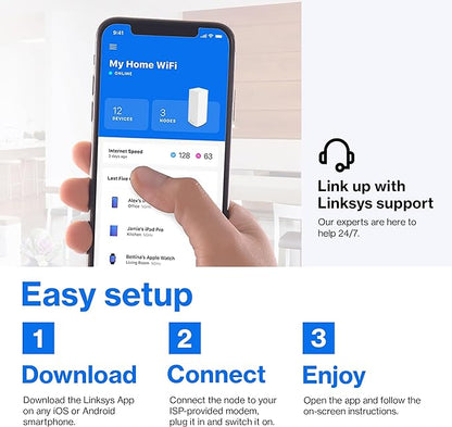 Linksys Atlas WiFi 6 Router Home WiFi Mesh System, 000 Sq. ft Coverage - Image 5
