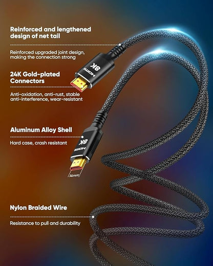 Snowkids 8K HDMI Fiber Optic Cable Long 2.1 65FT, Unidirectional 48Gbps High - Image 7