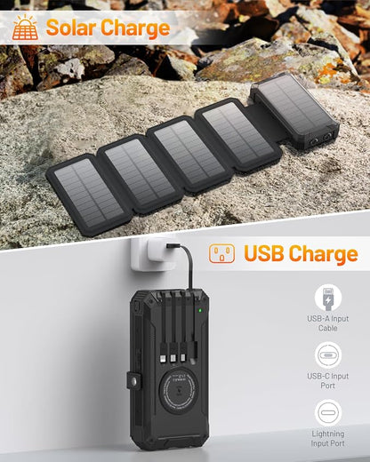 GOODaaa Solar Charger Power Bank, Portable Wireless Charger 36800mAh - Image 5