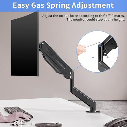 Suptek Single Monitor Mount, Adjustable Gas Spring Monitor Arm Desk Mount Stand - Image 4