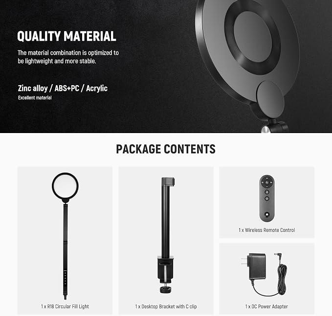 NEEWER Basics 18W 7" Desk Ring Light - Image 9