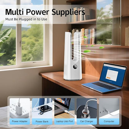 Desk Fan, 13 Inch Portable Bladeless Fan, Small Quiet Table Fan - Image 8