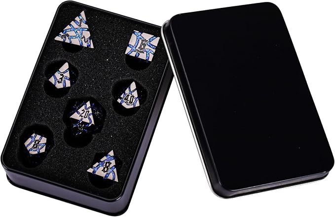 DND Crack Stripe Dice, Metallic Glitter Dice Set - Image 6