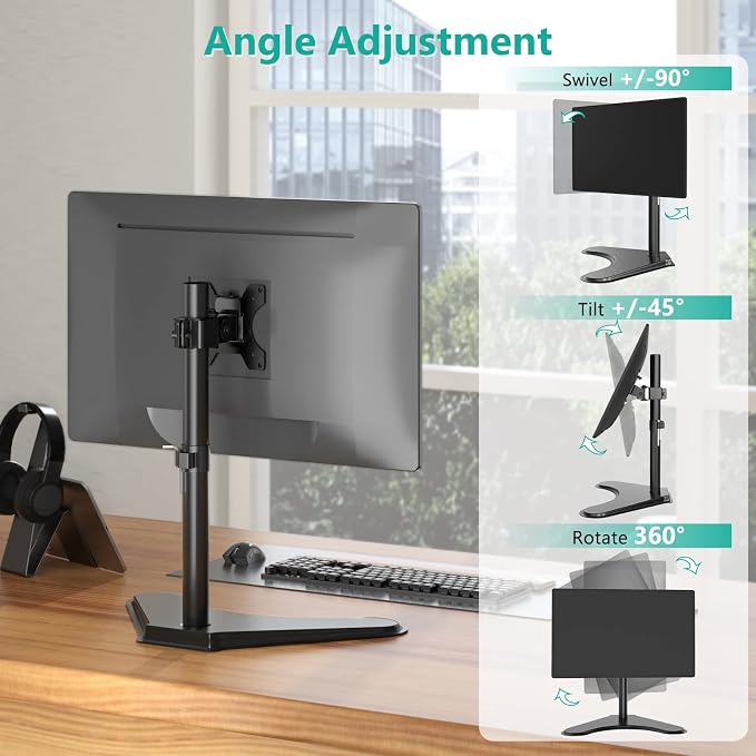 WALI Single Monitor Stand for 13-32 Inch Computer Screens, Freestanding Single - Image 4