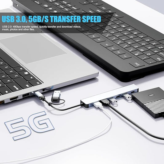 PANPEO Aluminum 7 in 1 USB C & USB Hub - Image 2