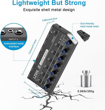 LZSIG Mini Audio Mixer, Stereo Line Mixer - Image 6