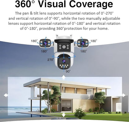 EVERSECU Triple Lens WiFi PTZ Security Camera, Three Cameras in One, Side - Image 3