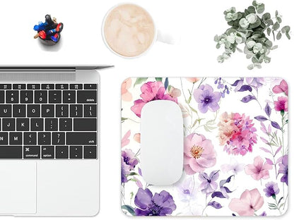 Mouse Pad, Cute Purple Watercolor Flowers Mouse Pads - Image 6