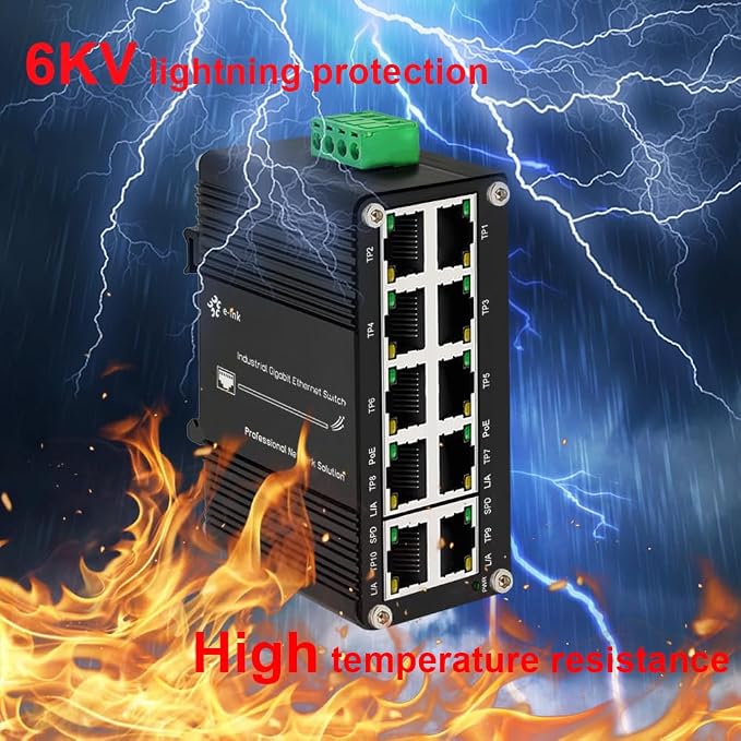 Mini Industrial 8-Port 10/100/1000T 802.3at PoE + 2-Port 10/100/1000T Din Rail - Image 4