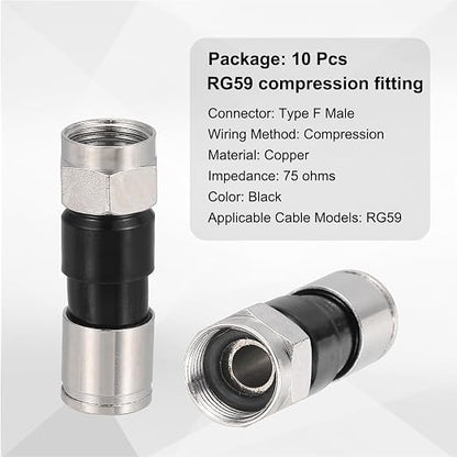 MECCANIXITY 10 Pcs F Type Coaxial Cable Compression Connectors, 75 Ohm Copper - Image 3