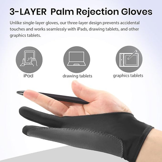 Digital Drawing Glove: 3-Layer Palm Rejection, Two-Finger Artist Glove - Image 2