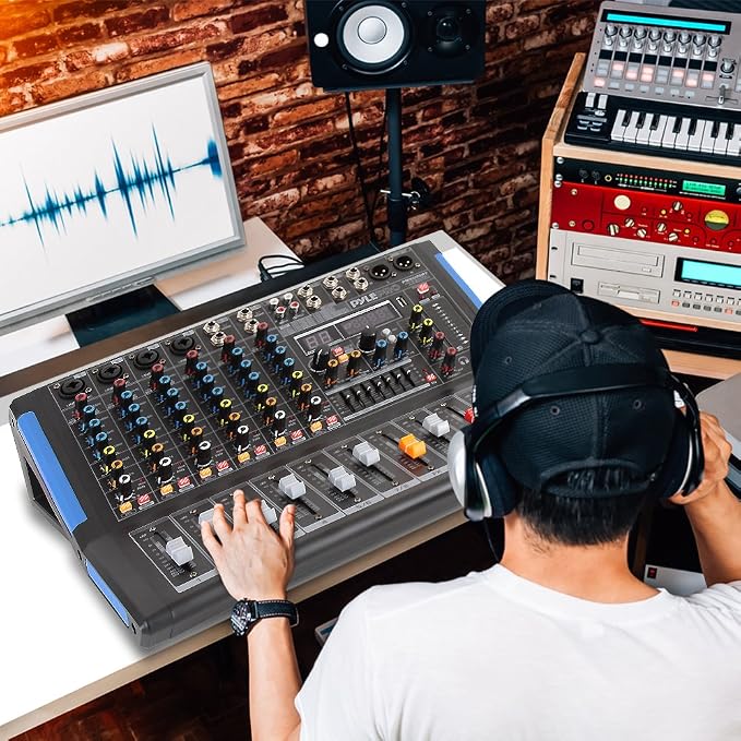 Pyle 8-Channel Bluetooth Studio Audio Mixer- DJ Sound Controller Interface w/ - Image 7