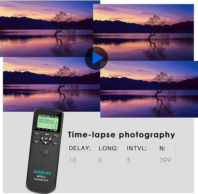 AODELAN Camera Wireless Shutter Release Timer Remote Control - Image 3
