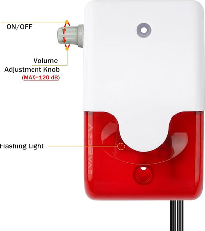 High / Low Water Level Sensor Detector Alarm 120 dB Red Strobe Siren, - Image 3