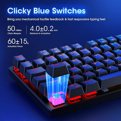 RisoPhy Mechanical Gaming Keyboard, RGB 104 Keys Ultra-Slim LED Backlit USB - Image 7