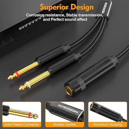 HOSONGIN 1/4 TRS Stereo Jack to Dual 1/4 TS Mono Y-Splitter Insert Cable - Image 4