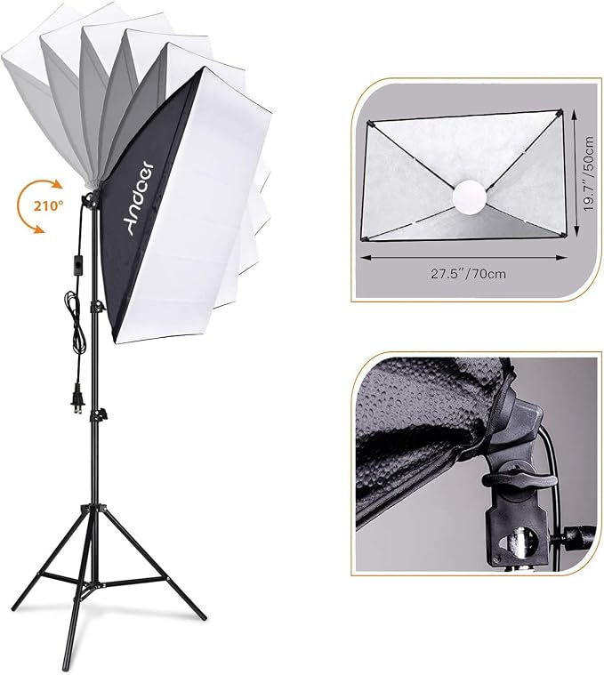 Andoer Softbox Photography Lighting Kit Studio Light, Bi-Color Dimmable 85W - Image 5