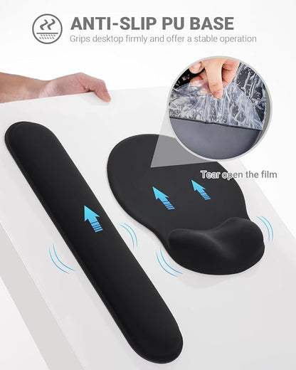 Ergonomic Mouse Pad Wrist Support Set, Memory Foam Keyboard Wrist Rest Set - Image 4