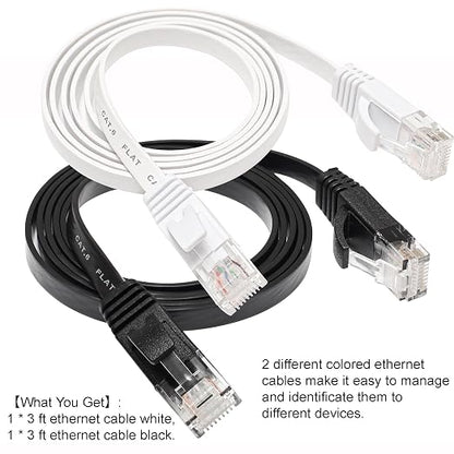 Ethernet Cable 3FT 2 Pack, Cat 6 LAN Cable Flat Net Cable Faster than Cat5e/Cat5 - Image 4