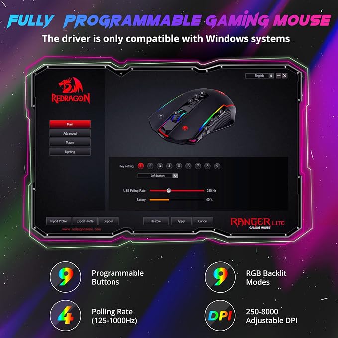 Redragon Gaming Mouse, Wireless Mouse Gaming - Image 3