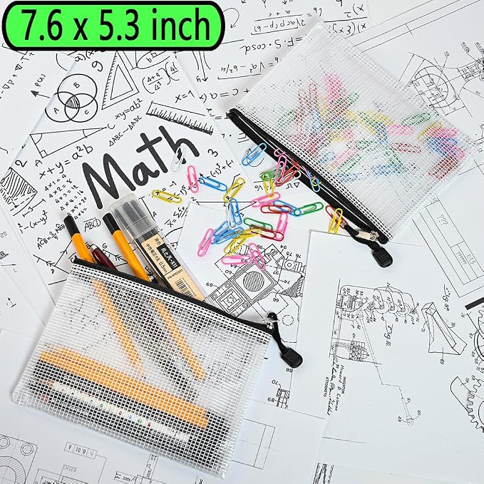 AUSTARK 10 Pcs Zipper File Bags, Waterproof Plastic Mesh Pouch - Image 8