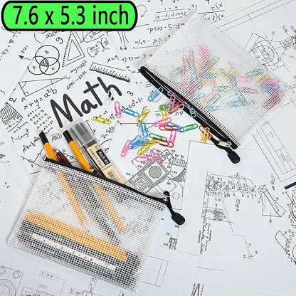 AUSTARK 10 Pcs Zipper File Bags, Waterproof Plastic Mesh Pouch - Image 8