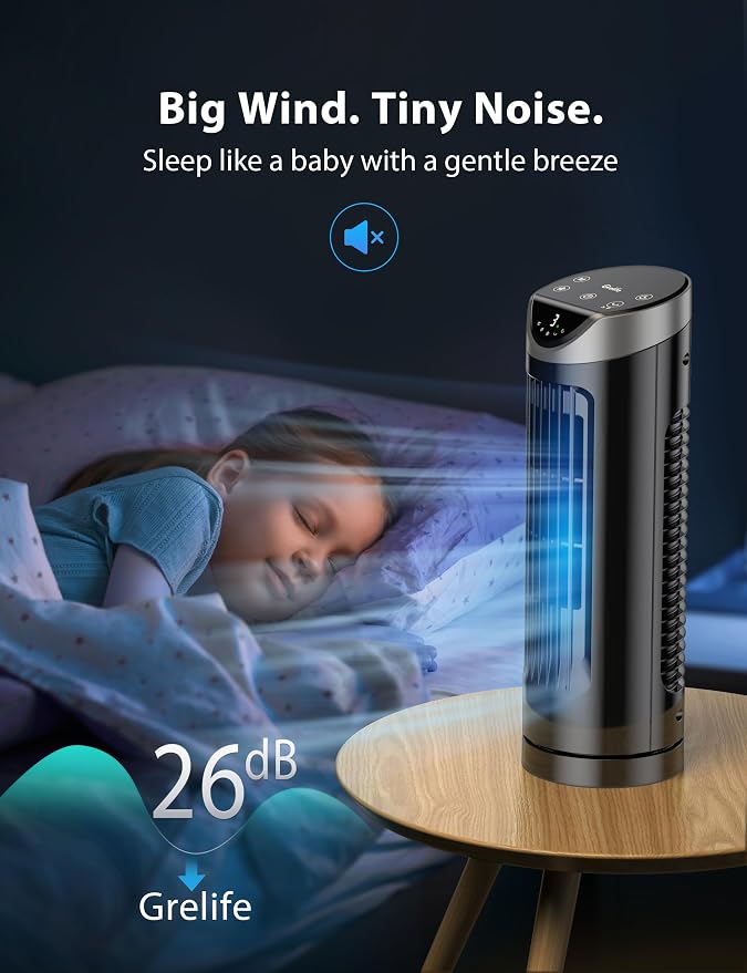 Grelife 13" Electronic Tower Fan - Image 4