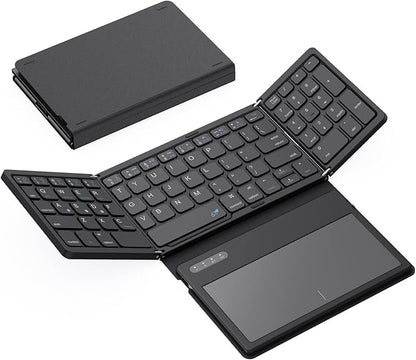 Foldable Bluetooth Keyboard, Portable Full Size Folding Keyboard by GEODMAER